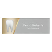 歯科医モダン金ゴールド&グレー歯科助手 名札 (正面)