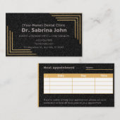 歯科医モダン金ゴールド&ブラック歯科医院 予約カード (正面/裏面)