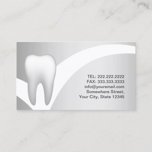 歯科医モダン金金属製歯科用銀 名刺 (裏面)