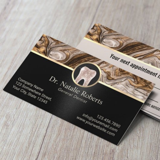 歯科医モダン銅金ゴールド&ブラック歯科医院 予約カード