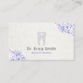 歯科医ヴィンテージフローラグリッター歯デンタルケア 名刺 (正面)