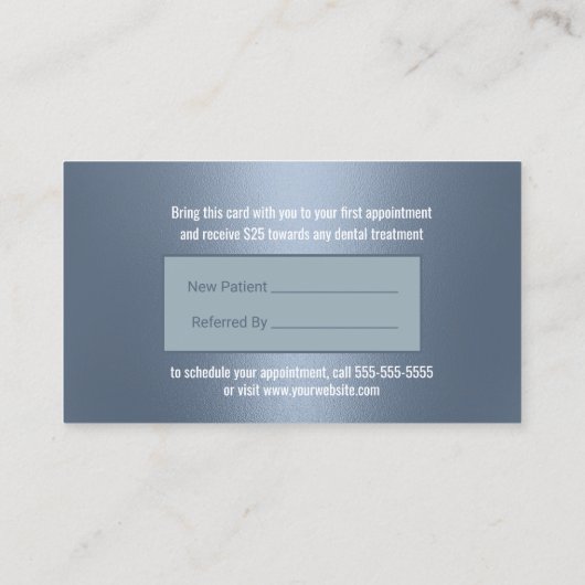 歯科医共有スマイルほこりっぽいブルーデンタル紹介 紹介カード (裏面)