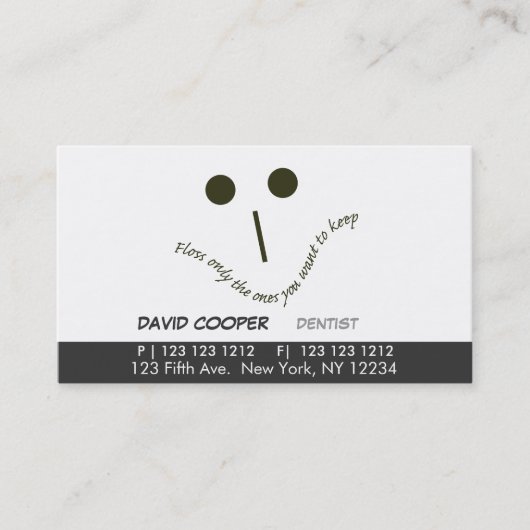 歯科医口頭医院のアポイントメントのFlossy顔 予約カード (正面)