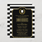 歯科医学校卒業モダンストライプ 招待状 (正面/裏面)