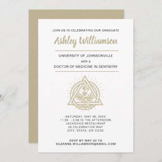 歯科医学部卒業のお知らせ 案内状 (正面/裏面)