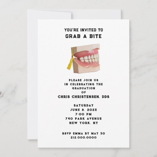 歯科医師歯科学校卒業パーティー招待状 招待状 (正面)