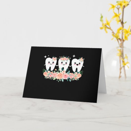 歯科医師歯科補助口腔衛生士の歯 カード (黄色い花)