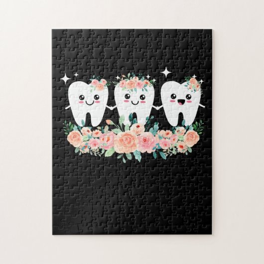 歯科医師歯科補助口腔衛生士の歯 ジグソーパズル (縦)