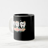 歯科医師歯科補助口腔衛生士の歯 ツートーンマグカップ (正面左)