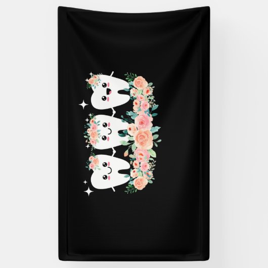 歯科医師歯科補助口腔衛生士の歯 横断幕 (縦)