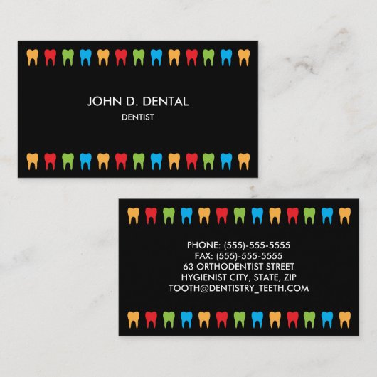 歯科医師、歯科用又はプロファイルカード 名刺 (正面/裏面)