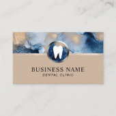 歯科医抽象芸術ネイビーブルー&金ゴールド歯科医院 名刺 (正面)