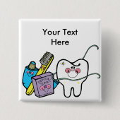 歯科医日3月6日の歯科物 缶バッジ (正面)