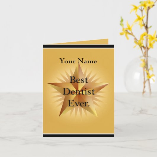 歯科医最高の者の金ゴールドスターの挨拶 カード (黄色い花)