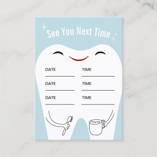 歯科医歯の赤ちゃんブルーデンタルケアアポイントメント 予約カード (正面)