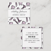 歯科医歯科かわいい歯のパターンSNS スクエア名刺 (正面/裏面)