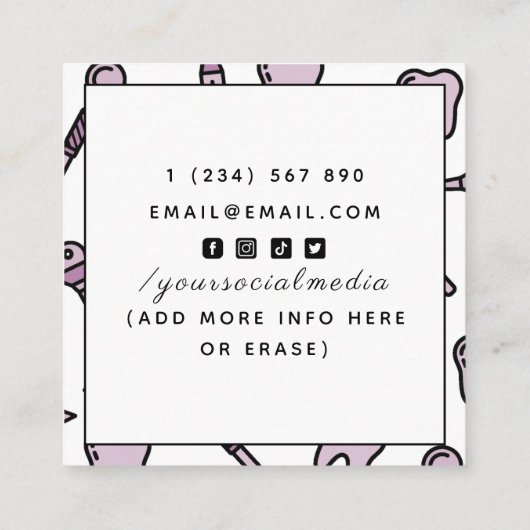 歯科医歯科かわいい歯のパターンSNS スクエア名刺 (裏面)