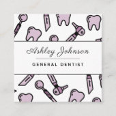 歯科医歯科かわいい歯のパターンSNS スクエア名刺 (正面)