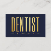 歯科医歯科歯のロゴネイビーブルーと金ゴールド 名刺 (正面)