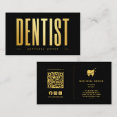 歯科医歯科歯ロゴブラック&金ゴールド 名刺 (正面/裏面)