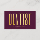 歯科医歯科歯ロゴブルゴーニュ&金ゴールド 名刺 (正面)