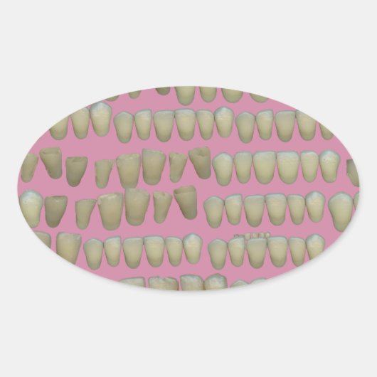 歯科医歯科歯列矯正腐敗歯口 楕円形シール (正面)