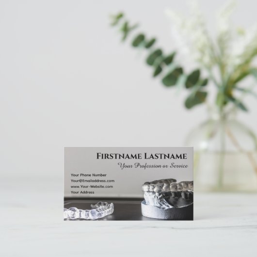 歯科医歯科矯正医とアポイントメントの組み合わせ 名刺 (スタンド正面)