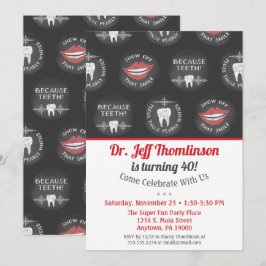 歯科医誕生日招待状チョークデンタルパーティー 招待状