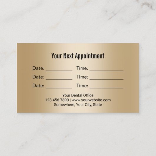 歯科医金ゴールド歯のロゴプロフェッショナルブラックデンタル 予約カード (裏面)