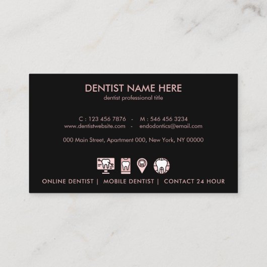 歯科医院のアイコンピンク 名刺 (裏面)