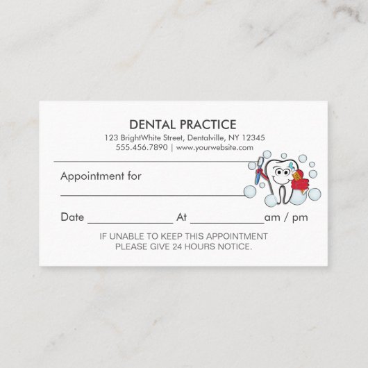 歯科医院のアポイントメントのメモ 予約カード (裏面)
