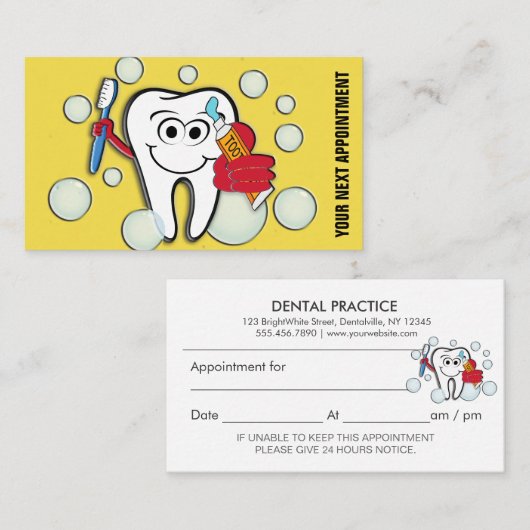 歯科医院のアポイントメントのメモ 予約カード (正面/裏面)