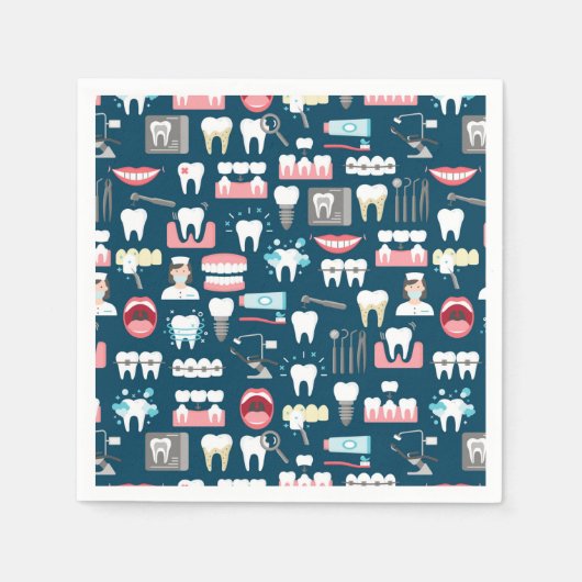 歯科医院のオフィスパターン スタンダードカクテルナプキン (正面)