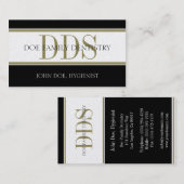 歯科医院のストライプなDDSの白か金ゴールドの紙 名刺 (正面/裏面)