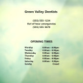 歯科医院の営業時間 ウィンドウサイン (シート3)