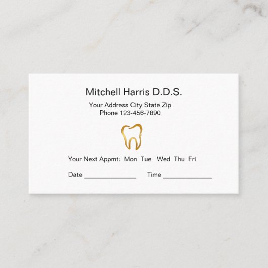 歯科医院アポイントメントカード 予約カード (正面)