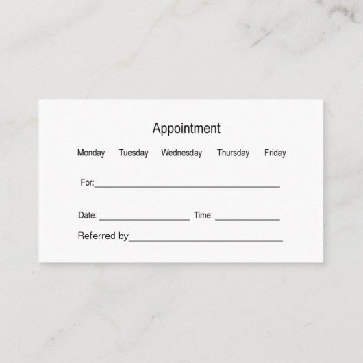 歯科医院アポイントメントカード 予約カード (裏面)