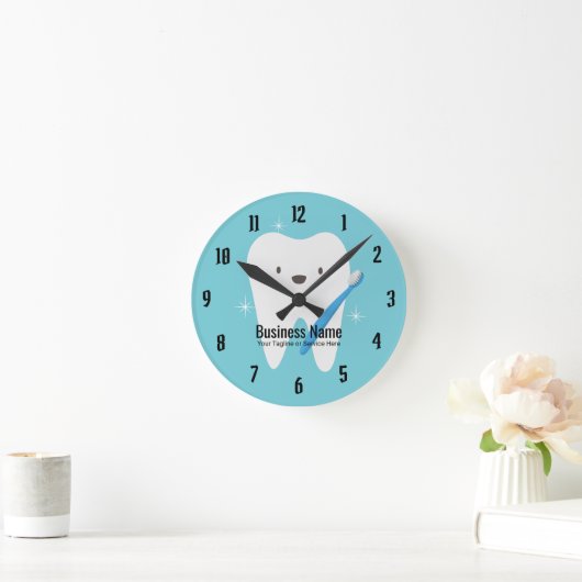 歯科医院デンタルケア微笑み歯 ラウンド壁時計 (ホーム)