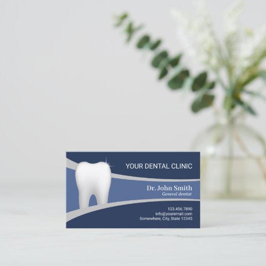 歯科医院プロフェッショナル歯科医ネイビーブルー 予約カード (スタンド正面)