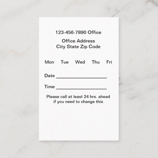 歯科医院モダンアポイントメントカード 予約カード (裏面)