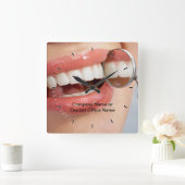 歯科医院会社のロゴ時計 スクエア壁時計 (ホーム)