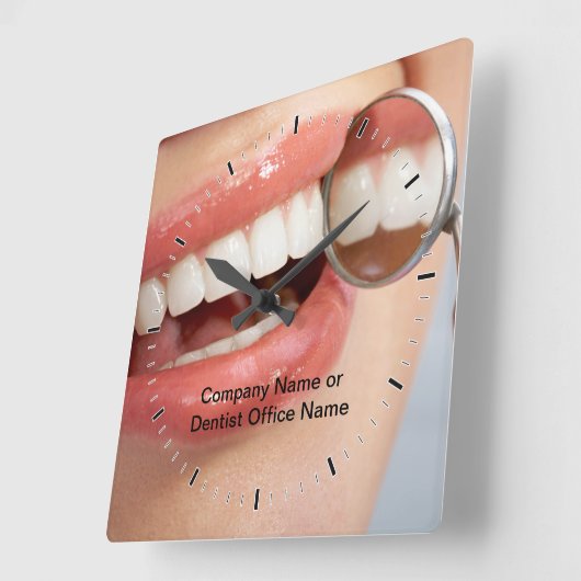 歯科医院会社のロゴ時計 スクエア壁時計 (傾斜)