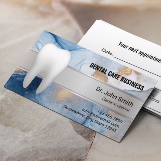 歯科医院抽象芸術ネイビー&金ゴールド歯科医 予約カード