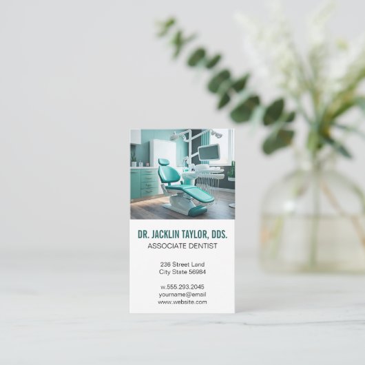 歯科医院椅子 | 健康気に 名刺 (スタンド正面)