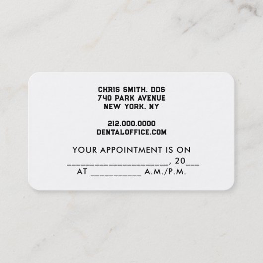 歯科医院歯科アポイントメント 予約カード (裏面)