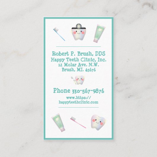 歯科医院歯科タイポグラフィ名歯の子ども 名刺 (裏面)