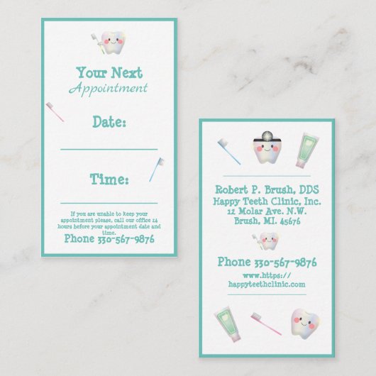 歯科医院歯科タイポグラフィ名歯の子ども 名刺 (正面/裏面)