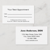 歯科医院歯科医アポイントメントリマインダーカード 予約カード (正面/裏面)