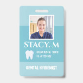 歯科医院歯科医師補助衛生士の写真ID バッジ (表面)