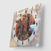 歯科医院（ドリル付き） スクエア壁時計 (傾斜)